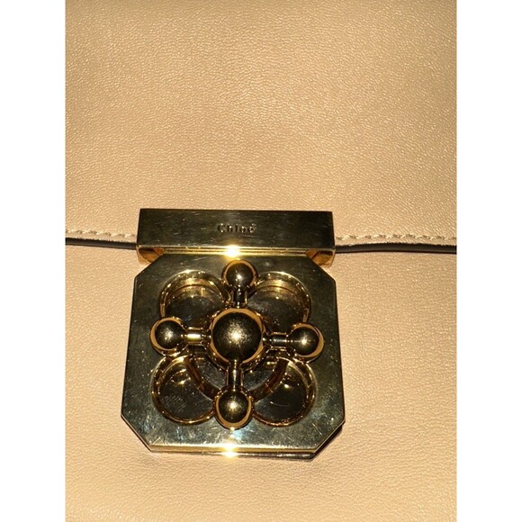 Chloe Buttercream Leather Flap Medium Turn-Lock Gold Convertible Crossbody Bag - Picture 12 of 13